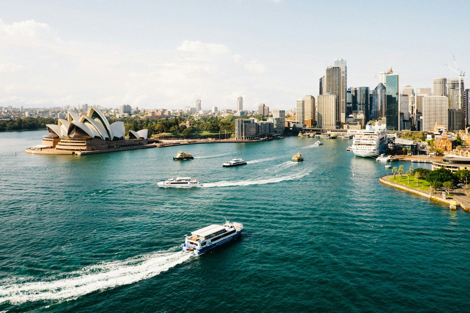 Aerial view of Sydney Harbour and the city skyline